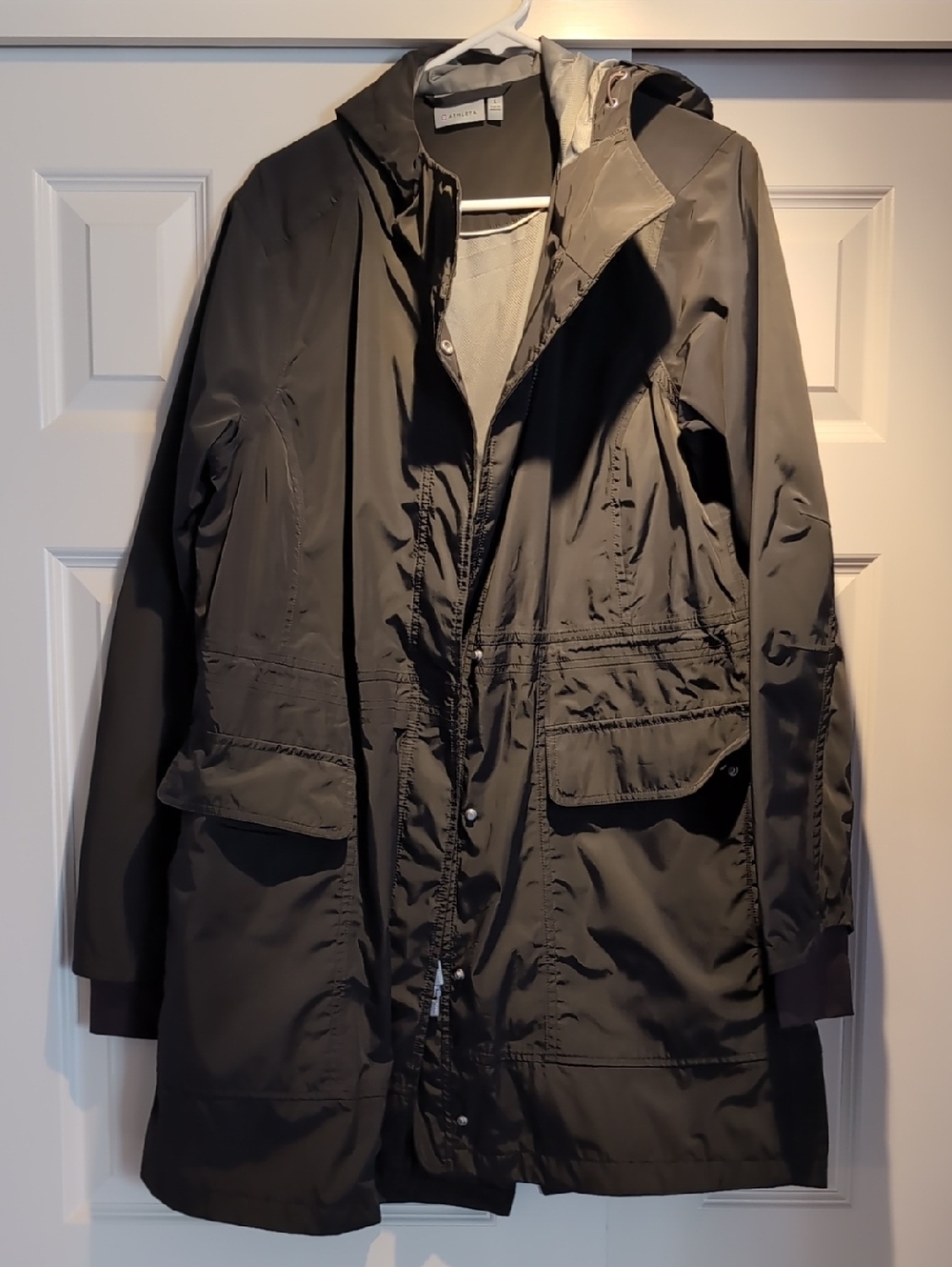 Athleta Olive Green Hooded Rain Jacket